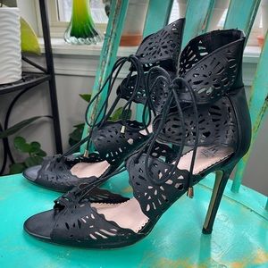 Madison Black Vegan Suede Lace-up Sandals - Size 10